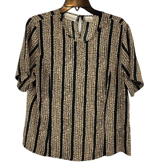 Christie Jill Women Short Sleeve Crew Neck Top Blouse Size L - Picture 1 of 7
